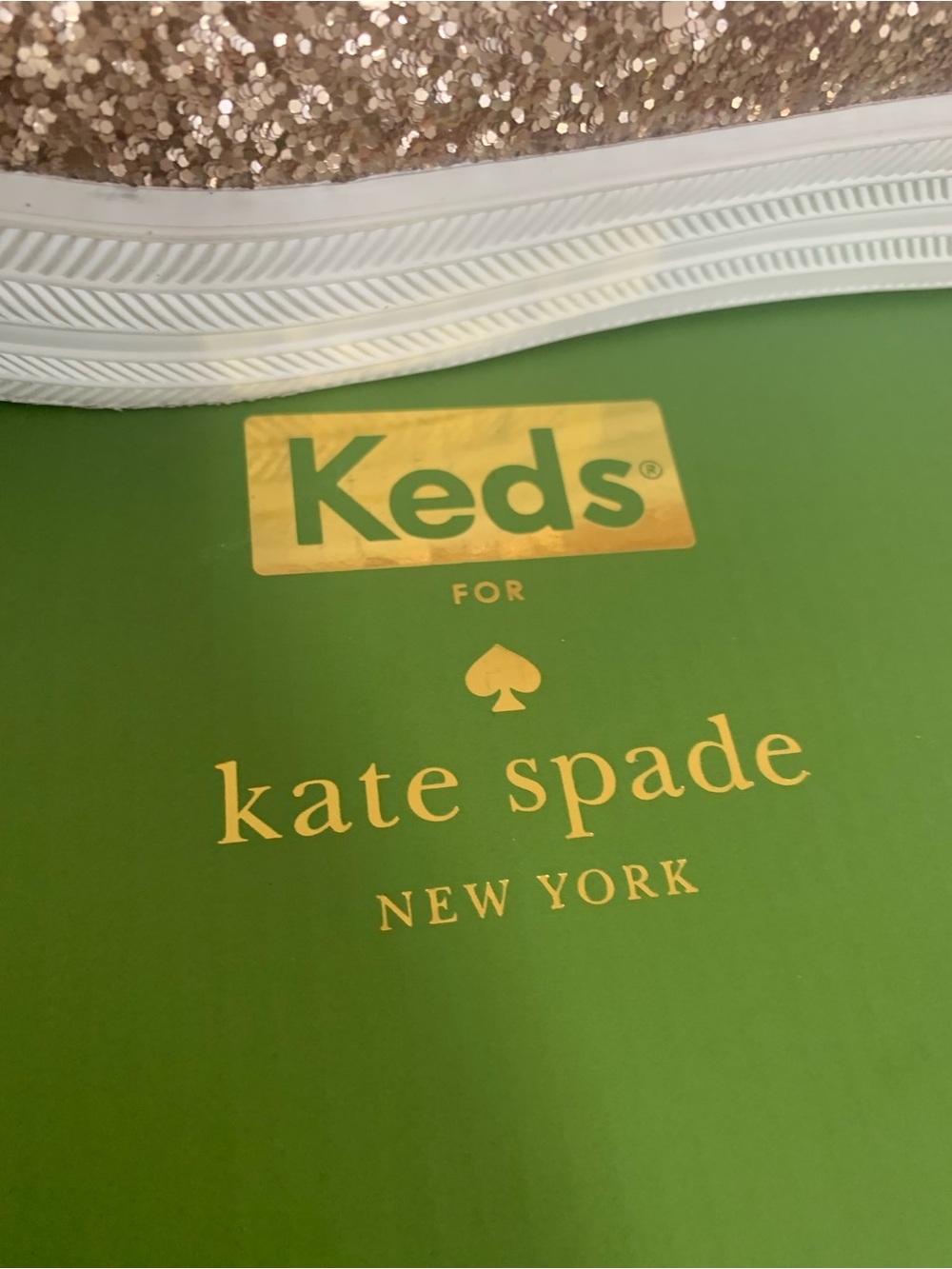 Keds X Kate Spade Glitter Sneakers Pink Rose Gold Size 6.5 Shoes W/ Original Box - Picture 4 of 12